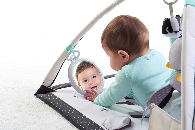 Tiny Love Baby Tummy Time Play Mat, Gymini Deluxe Baby Play Mats for Floor, Magical Tales Black & White Activity Gym