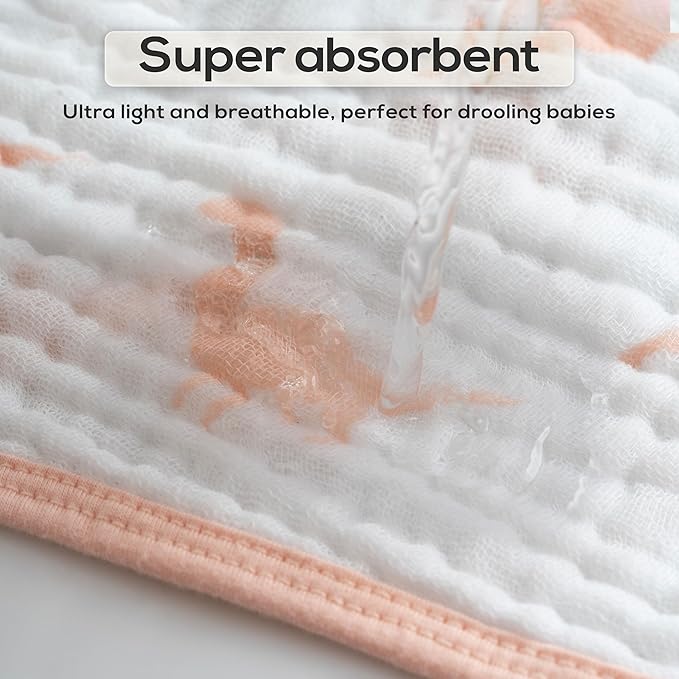 Muslin Hooded Baby Towels for Newborns, 32"x32", 100% Cotton ??6 Layers Super Soft Absorbent Breathable, Baby Bath Towel, Toddler Bath Towel ??Pack of 2