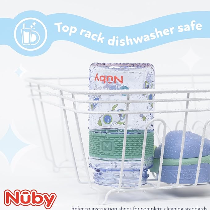 Nuby Thirsty Kids Flip-It Bolt Toddler Cup with Push-Button Locking Flip-Top and Silicone Spout - 12 oz - Easy-Grip and Spill-Resistant - 18+ Months - Butterflies