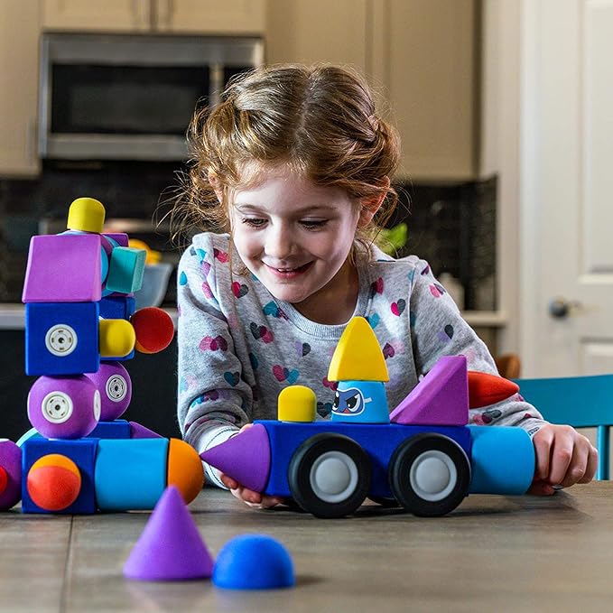 Blockaroo Magnetic Foam Building Blocks - 35-Piece Castle, Bath Toys for Toddlers, Preschool Toys, Bathtub Toys, Sensory Toys, Blocks for Toddlers 3-5, Engineering Toys for Kids 3-5, Bath Blocks