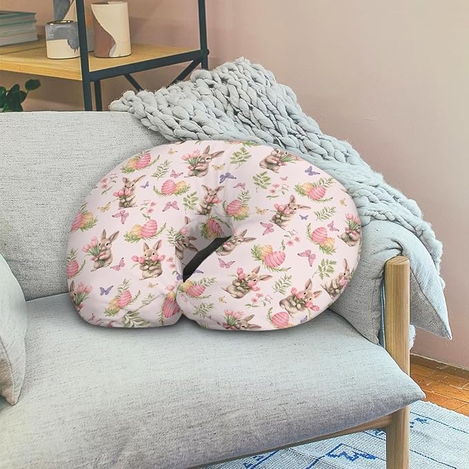 Rabbit Tulip Butterfly Nursing Pillow Detachable Newborn Original Breastfeeding Slipcover Case and Positioner Breathable Head Support Protector Cushion Essential with Hidden Zipper