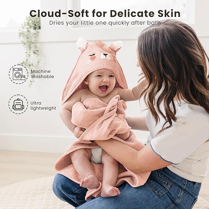 Konssy Muslin Hooded Baby Towels