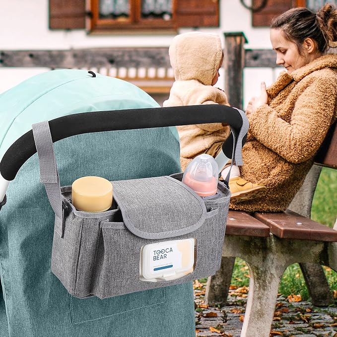 Accmor Universal Stroller Organizer with Insulated Cup Holder and Shoulder Strap, Stroller Bag Caddy Organizer Stroller Accessories for Uppababy, Baby Jogger, Nuna, Doona, Britax Strollers