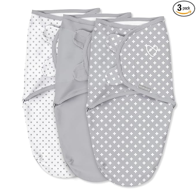 SwaddleMe by Ingenuity Original Swaddle, 100% Cotton, Improves Sleep & Calms Startle Reflex, 0-3 Months, 1.0 TOG, 3-Pack, Baby Swaddle Blanket - Criss Cross
