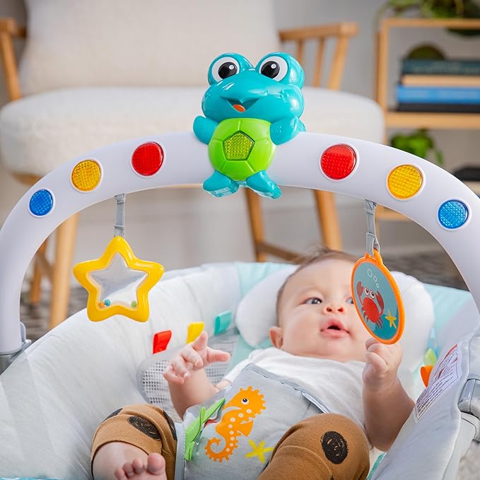 Baby Einstein Ocean Explorers Musical Bouncer Infant Seat, Kick to It Neptune, Unisex, for Ages 0-6 Months up to 20 lbs