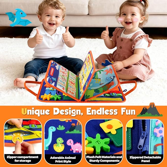 GOLIYEAN Toddler Busy Board - Montessori Toys for Toddler Boy Birthday Gifts, Educational Learning Sensory Busy Book for Toddlers, Quiet Activity Books for Toddlers, Airplane Car Travel Toys