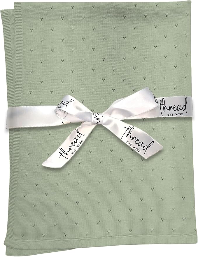 The Heirloom Blanket - 100% Organic Cotton Baby Blanket, American Made, 30x40in - Bassinet, Crib, Stroller - Gift Registry Baby Shower for Newborns and Kids (Sage)