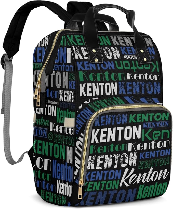 Custom Name Boy Baby Bags, Nylon Personalized Diaper Bag Backpack for Baby Boy Mom, Blue Green, Large Capacity, Waterproof, Multifunctional, Adjustable Shoulder Straps