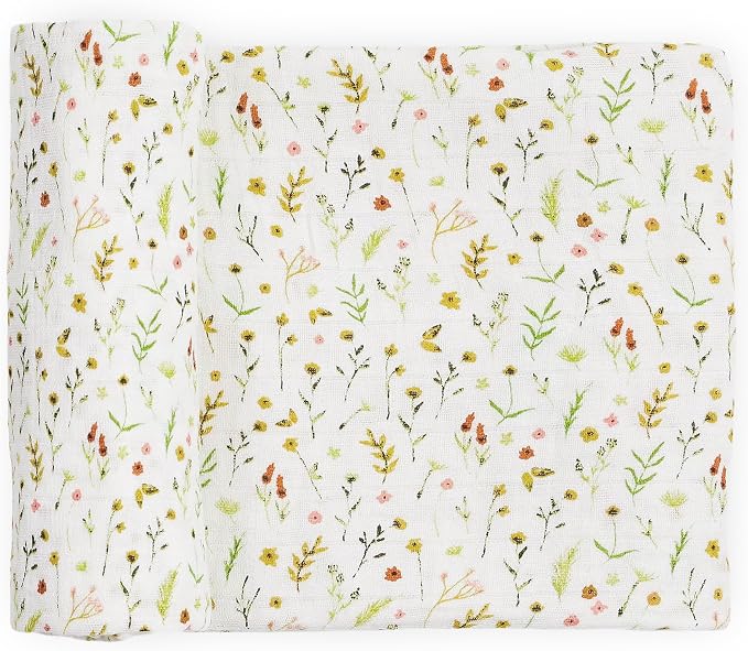 Little Unicorn Muslin Swaddle Blanket for Newborns & Infants | Soft & Breathable Fabric | Baby Blanket for Swaddling, Nursing, Shower Gifts (Floral Field)