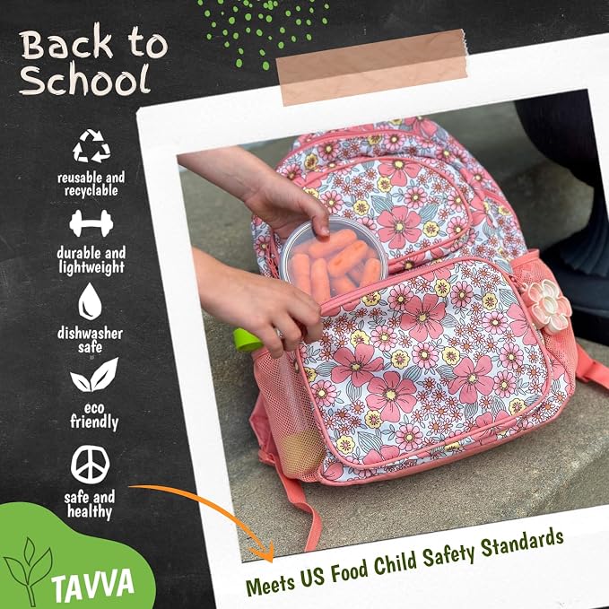 TAVVA Kids Snack Containers for School [12oz/ 7oz/ 3oz] - Stainless Steel Lunch Containers for Kids - Stainless Steel Lunch Box for Kid - Leakproof with Silicone Lids - Dishwasher & Freezer Safe