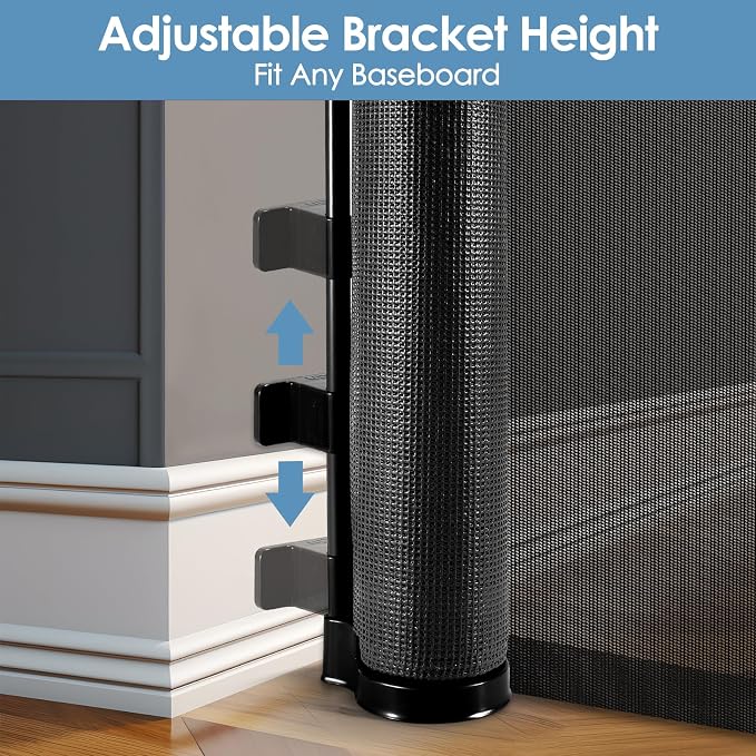 Reinforced 120 Inch Extra Wide Retractable Baby Gates with Support Rods, Upgrade Retractable Dog Gate to Prevent Bottom Crawling Through, 10 Ft Extra Long Mesh Gate Pet Gate for Large Openings, Black
