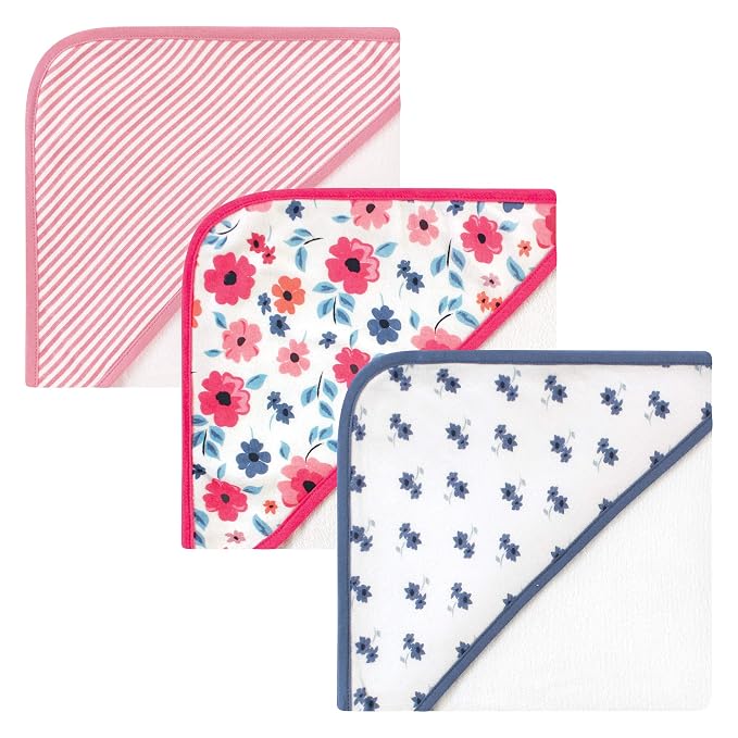 Touched by Nature Unisex Baby Organic Cotton Hooded Towels, Garden Floral, One Size