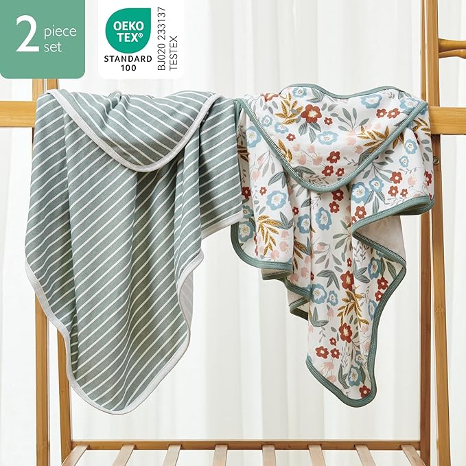 Momcozy Baby Towel with Hooded-2 Pack Soft Bath Towel Set-Shower Gifts or Bath Essential for Infant, Newborn, Toddler (35 X 35 Inch, Petite Blossom)