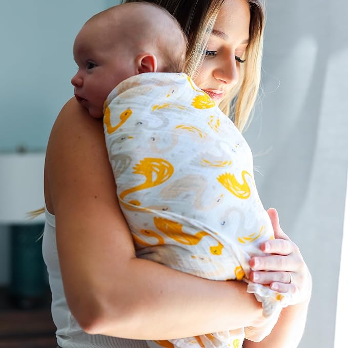 Stork Cotton Muslin Swaddle Blankets, Baby Swaddle Wrap for Baby Boys and Girls, 2-Pack Skin-Friendly Baby Receiving Blankets, Baby Essentials, Registry & Gift, 40 x 40 inches Yellow/Pink