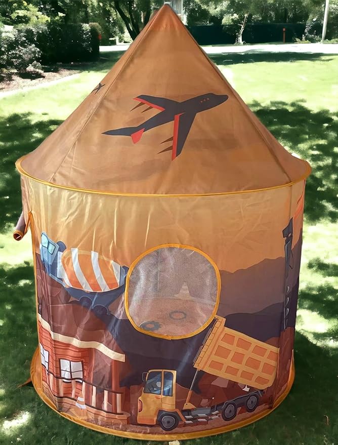 Playhouse for Boy Girl - Play Tent for Kids Toddlers, Pop Up Portable Toy Gift, Indoor Outdoor Airfort Bed Fort Party Room Airplane Bulldozer Excavator 3 4 5 6 Year Old (Construction Truck)