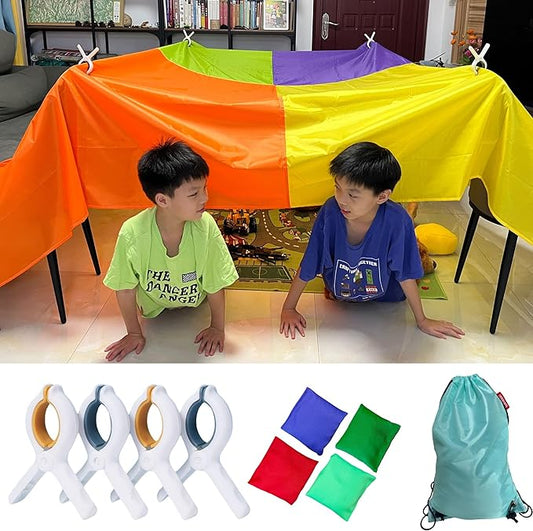 Blanket Fort Building Kit for Kids, Make a Portable Playhouse, Large Blanket and Clips, Magic Play Tent Boys Girls Indoor Outdoor Build Set, STEM Children Toy, Best Gift for Children, Ages 4, 8, 12 +
