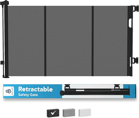 Baby Proof Me Retractable Baby Gate for Stairs & Doorways - 71” Wide Mesh Safety Gate for Toddlers, Dogs & Pets - Indoor/Outdoor Retractable Dog Gate for Hallways, Deck, Porch - Easy Installation