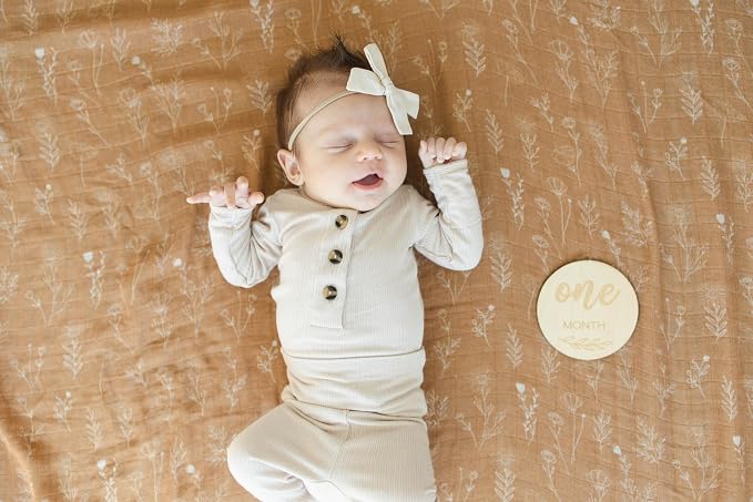 LEYL&ARI Muslin Swaddle Blanket | Receiving Wrap for Baby Boy Girl | Gender Neutral Newborn Essentials (Wildflowers)