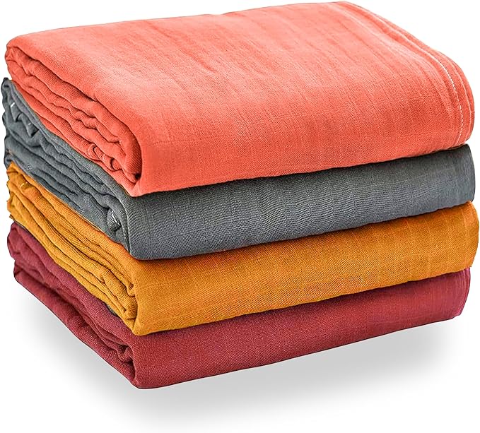 Pack of 4 Swaddle Blankets - Organic Cotton Muslin Baby Blanket for Swaddles 3-6 Months & 0-3 Months | Soft Swaddle for Newborns Babies, 47x47 cm Receiving Blankets,