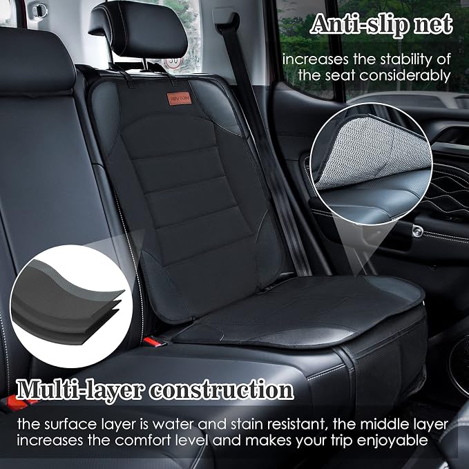 Siivton 2-in-1 Car Seat Protector & Kick Mat with iPad Holder - Kids Backseat Organizer with Touchscreen Pocket, Storage Pockets & Waterproof Cover for Child Safety and Mess-Free Rides