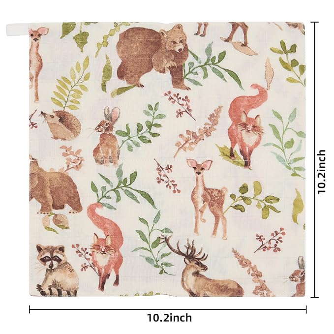 LifeTree Muslin Swaddle Blankets Neutral, Baby Washcloths Safari Animals Swaddling Wrap Nursery Receiving Blanket for Boys & Girls
