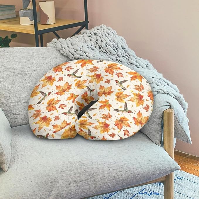 Hummingbird Maple Leaf Nursing Pillow Detachable Newborn Original Breastfeeding Slipcover Case and Positioner Breathable Head Support Protector Cushion Essential with Hidden Zipper