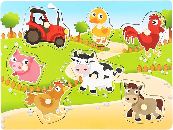 Wooden Peg Puzzles for Toddlers, Baby Puzzles Alphabet Board, Preschool Knob Puzzle
