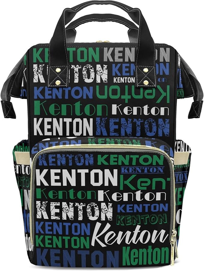 Custom Name Boy Baby Bags, Nylon Personalized Diaper Bag Backpack for Baby Boy Mom, Blue Green, Large Capacity, Waterproof, Multifunctional, Adjustable Shoulder Straps
