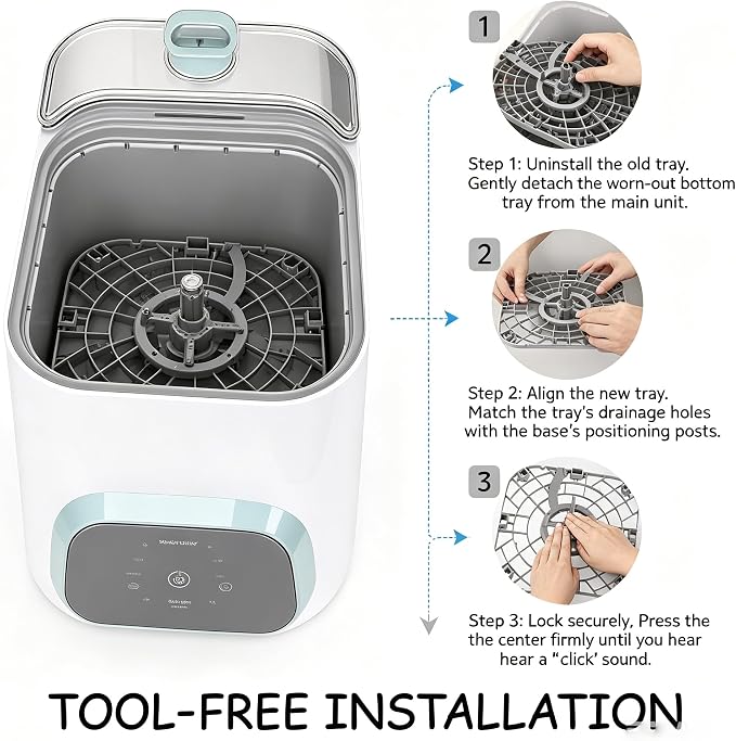 Replacement Bottom Tray for Momcozy KleanPal Pro BS03, Base Tray Lower Rack, BPA-Free Heat-Resistant Durable, Easy Install Baby Bottle Washer Spare Part