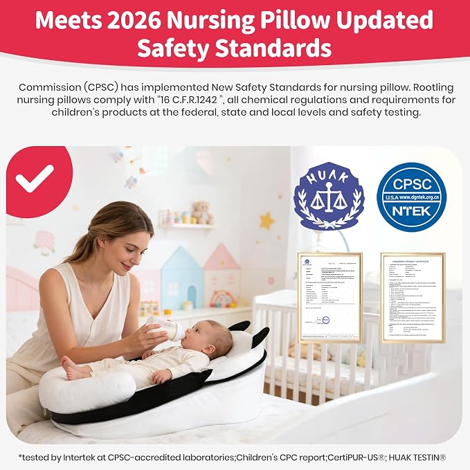 Rootling Baby Feeding Pillow, Anti Overflow Feeding Pillow for Reducing Spit-Up, Safety Nursing Pillow, Baby Lounger Reflux Wedge Breastfeeding, Removable top and Bottom