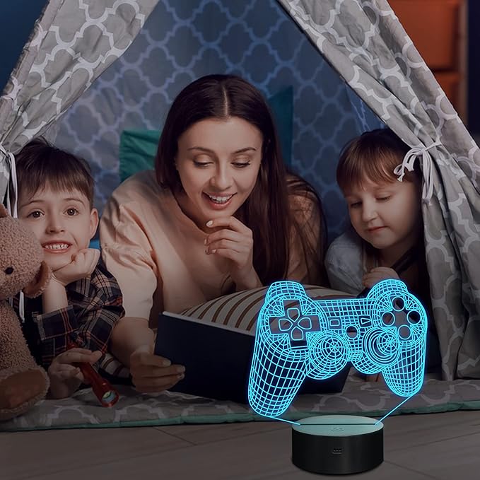 Lampeez 3D Gamepad Lamp Game Console Night Light 3D Illusion lamp for Kids, 16 Colors Changing with Remote, Gaming Room Gamer Gift, Kids Bedroom Decor as Xmas Holiday Birthday Gifts for Boys Girls