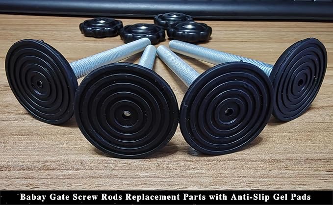 4 Pack Baby Gate Replacement Parts Threaded Spindle Rod 8MM(M8), Screw Bolts Hardware Kit for Pet & Dog Pressure Mounted Safety Door & Stair Gates (a Black)