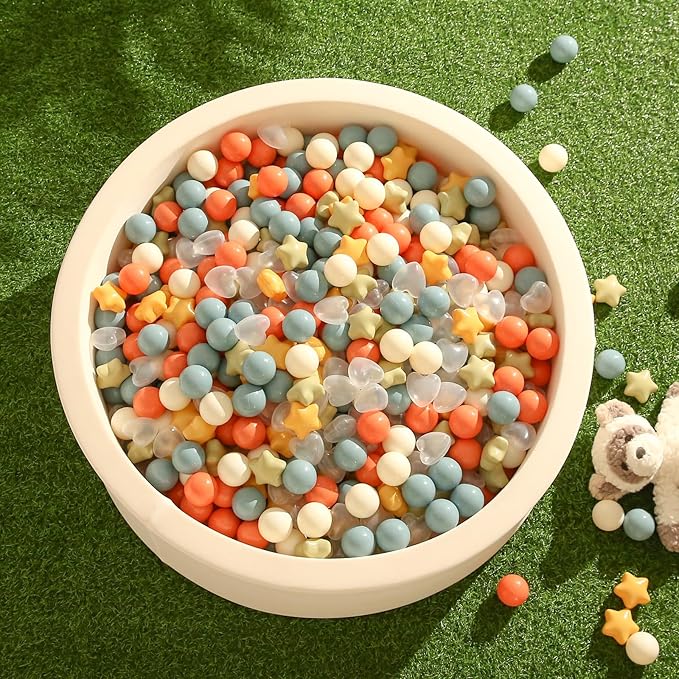 TRENDPLAY Ball Pit Balls Star and Heart Shapes for Toddlers - 50 100 200 500 Count Plastic Balls for Ball Pit Fun and Play