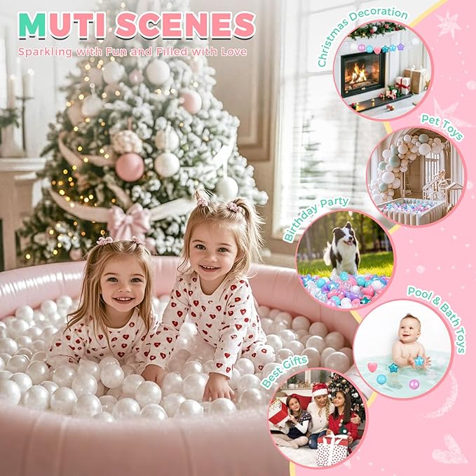 TRENDPLAY Ball Pit Balls Star and Heart Shapes for Toddlers - 50 100 200 500 Count Plastic Balls for Ball Pit Fun and Play