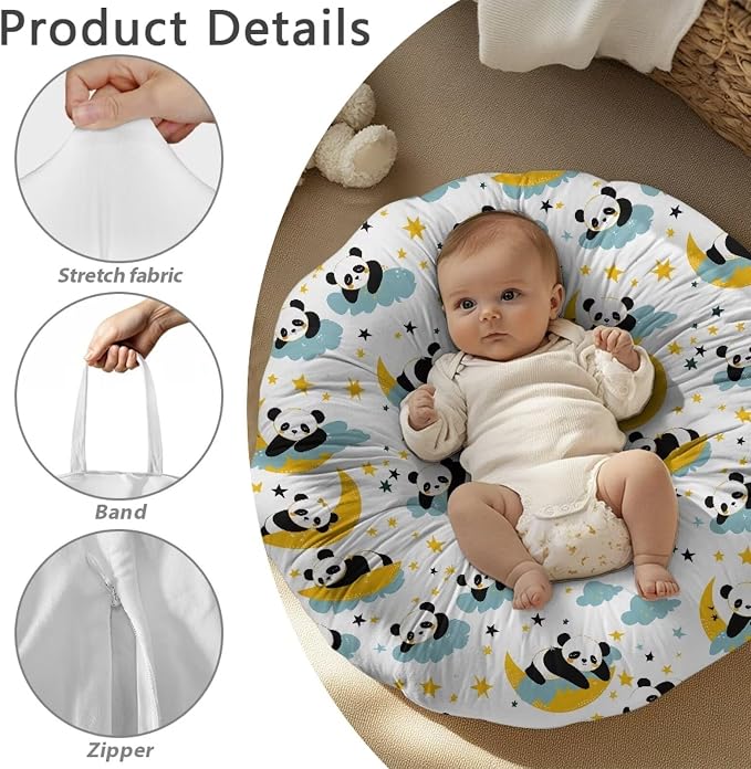 Cartoon Panda Nursing Pillow Cover Girls Breastfeeding Pillow Cover for Baby, Snug Fits Newborn Nursing Pillow Case Super Soft Breathable Breastfeeding Pillow Slipcover
