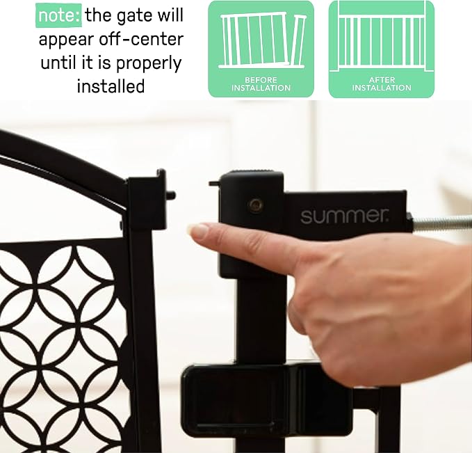 Summer Infant Extra Tall & Wide Safety Pet and Baby Gate, 29.5"-53" Wide, 38" Tall, Pressure or Hardware Mounted, Install on Wall or Banister in Doorway or Stairway, Auto Close Walk-Thru Door - Gray