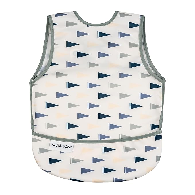 Tiny Twinkle Mess Proof Baby Bib for Girls | Waterproof Toddler Bib for Eating | Baby Apron for Feeding | Machine Washable | Perfect Shower Gift (Varsity Flags, 6??4M)