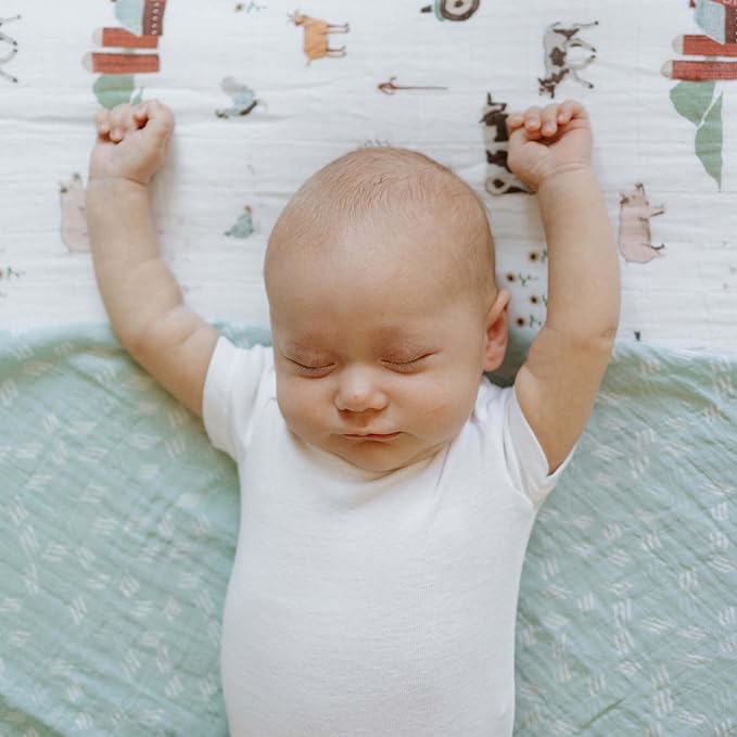 Little Unicorn Premium Cotton Swaddle Baby Blanket | Breathable Fabric | for swaddling, Play, Nursing & More (Misty Field)