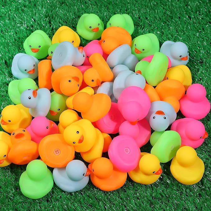 50pcs Mini Rubber Ducks Bath Toys, Multicolor Rubber Duckies Bulk, Mini Ducks Hiding for Cruise Ship Party Favors Shower Decorations Ducky Themed Pool Squeeze Games Classroom Prize