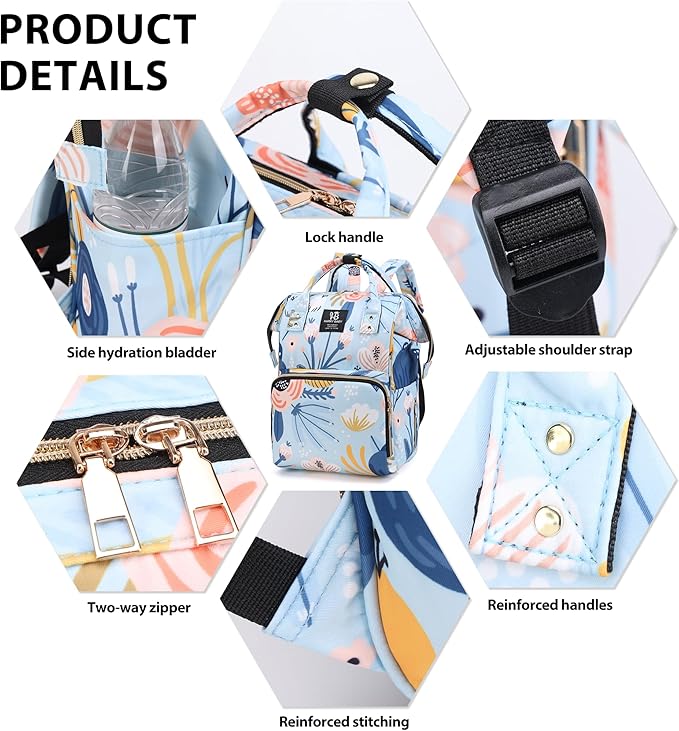 Diaper Bag Backpack for Moms Baby Essentials Travel Tote Nappy Changing Bag with Insulated Pockets,Multi-Waterproof Backpack (Orange)