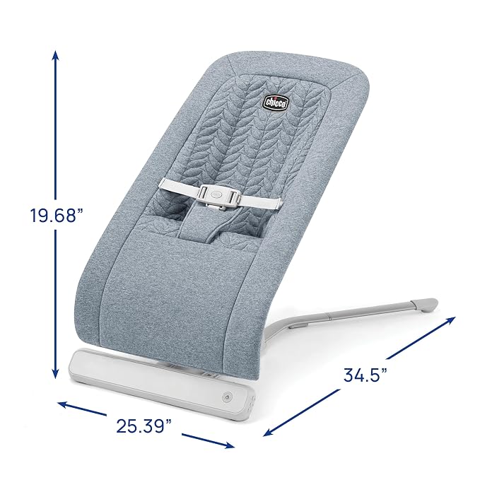 Chicco E-Motion Auto-Glider & Baby Bouncer, Motion-Sensing, Nature Sounds and Melodies, Cotton Seat Pad, AC or Battery Powered, Grey/Grey
