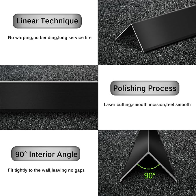 Aluminum Alloy Black Corner Guards 19Ga Thickness Wall Corner Protectors for Walls Right Angle Corner Protectors L Shaped Metal Protectors Guards (1.6x1.6X48 Inch-10PCS)