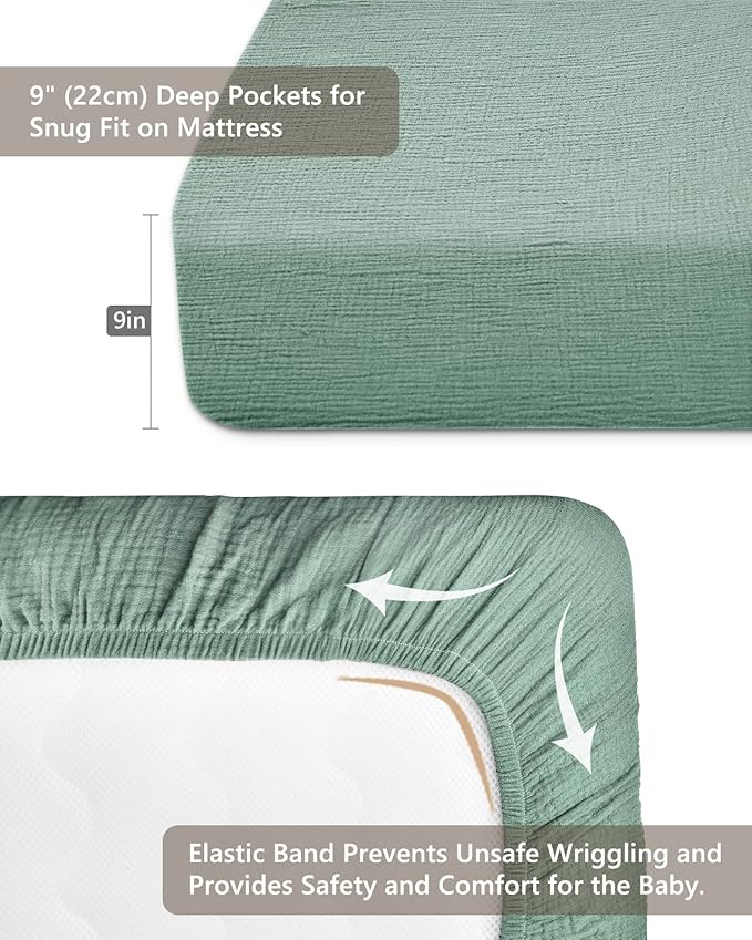 Crib Sheets for Boys Girl & Muslin Swaddle Blanket Set