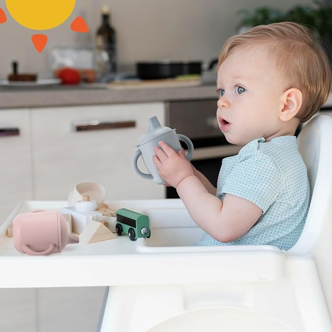 Leeleelon® Silicone Sippy Cups for Baby, 6 oz, 6+ Months, Soft Spout and 100% Leak-Proof Design, Platinum Silicone (Canyon Rose)