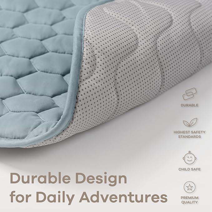 Comfy Cubs Rectangle Kids Play Mat - Large 60 x 96 inches Soft Quilted Baby Floor Mat with Non-Slip Bottom - Plush Design for Toddlers' Playtime - Comfortable and Durable - Pacific Blue