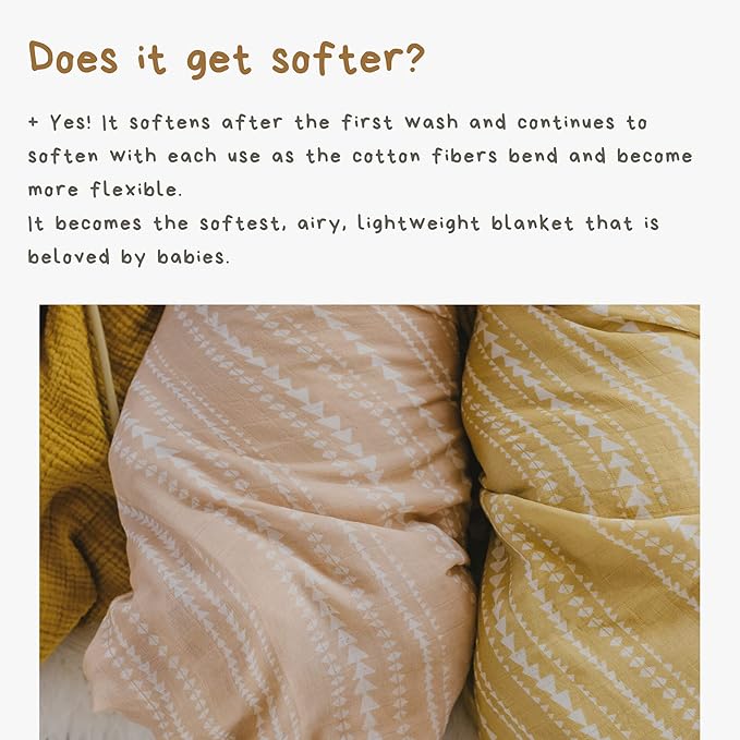 Mini Wander Swaddles for Newborns Muslin Swaddle Blankets - Breathable Soft Gender Neutral Receiving Blanket Baby Essentials | 47 x 47 Cotton - (Terrain (Apricot)