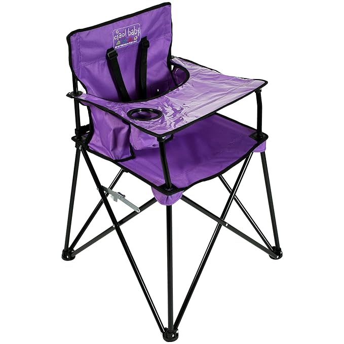 ciao! baby Portable High Chair for Travel, Fold Up High Chair with Tray, Purple