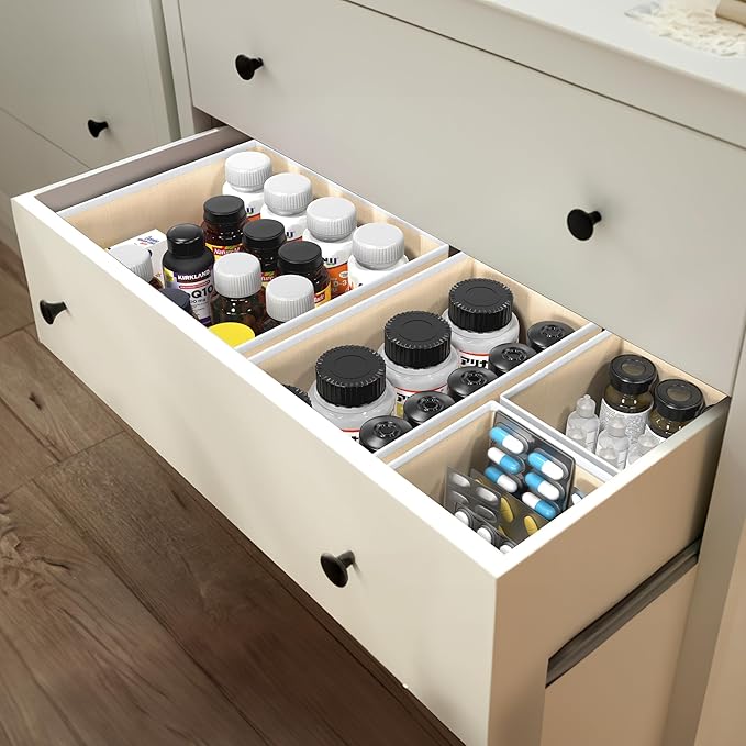 Simple Houseware Foldable Drawer Organizer Set of 12, Beige ??Fabric Storage Bins for Clothes, Underwear, Bra, Panty, Socks, Onesies ??Closet & Dresser Drawer Dividers for Home Organization