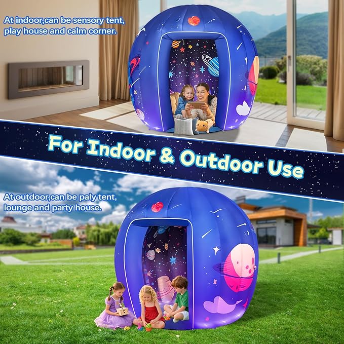 Subao Sensory Tent for Kids & Adults,Astronaut Galaxy Inflatable Light Up Sensory Toys for Autism & ADHD,Kids Tent for Home School Classroom Party Indoor Play,Autism Sensory Products for Calm Corner