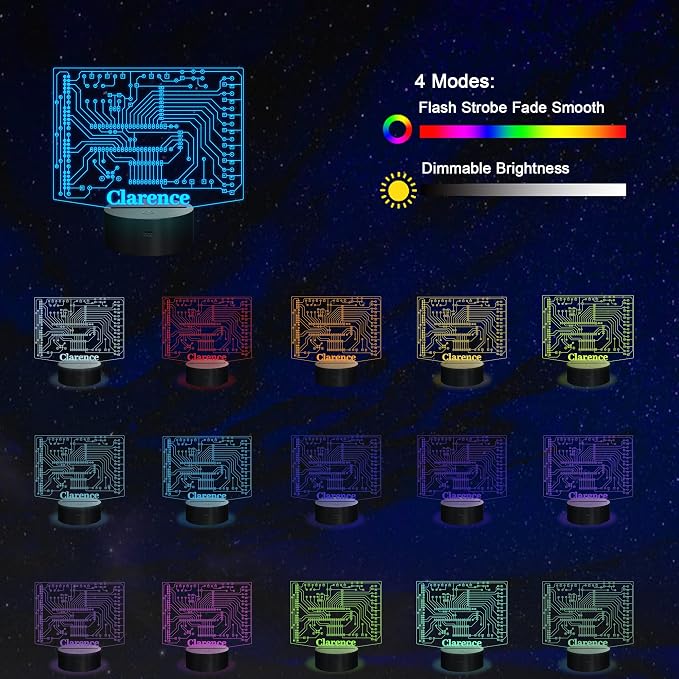 YuanDian Personalized Geeky Gifts, Computer Geekery PCB Lamp 16 Colors Changing Touch & Remote Control Night Light for Men Boys Women IT Tech Support Nerds Geek Lovers